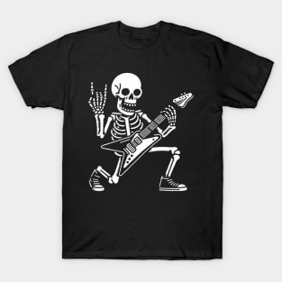 Skeleton Playing Heavy Metal Guitarrock Skeleton Playing Guitarskeleton Rocker T-Shirt